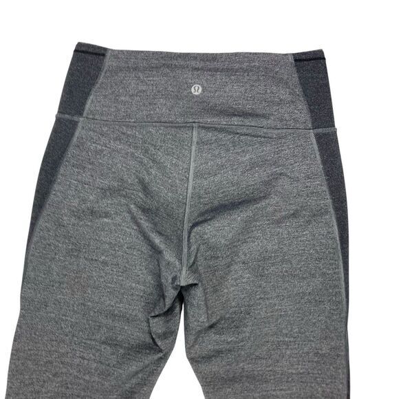 Lululemon Leggings Womens Sz 8 Heathered Black Featherlight Tight 7/8 Yoga Pants - Picture 7 of 16